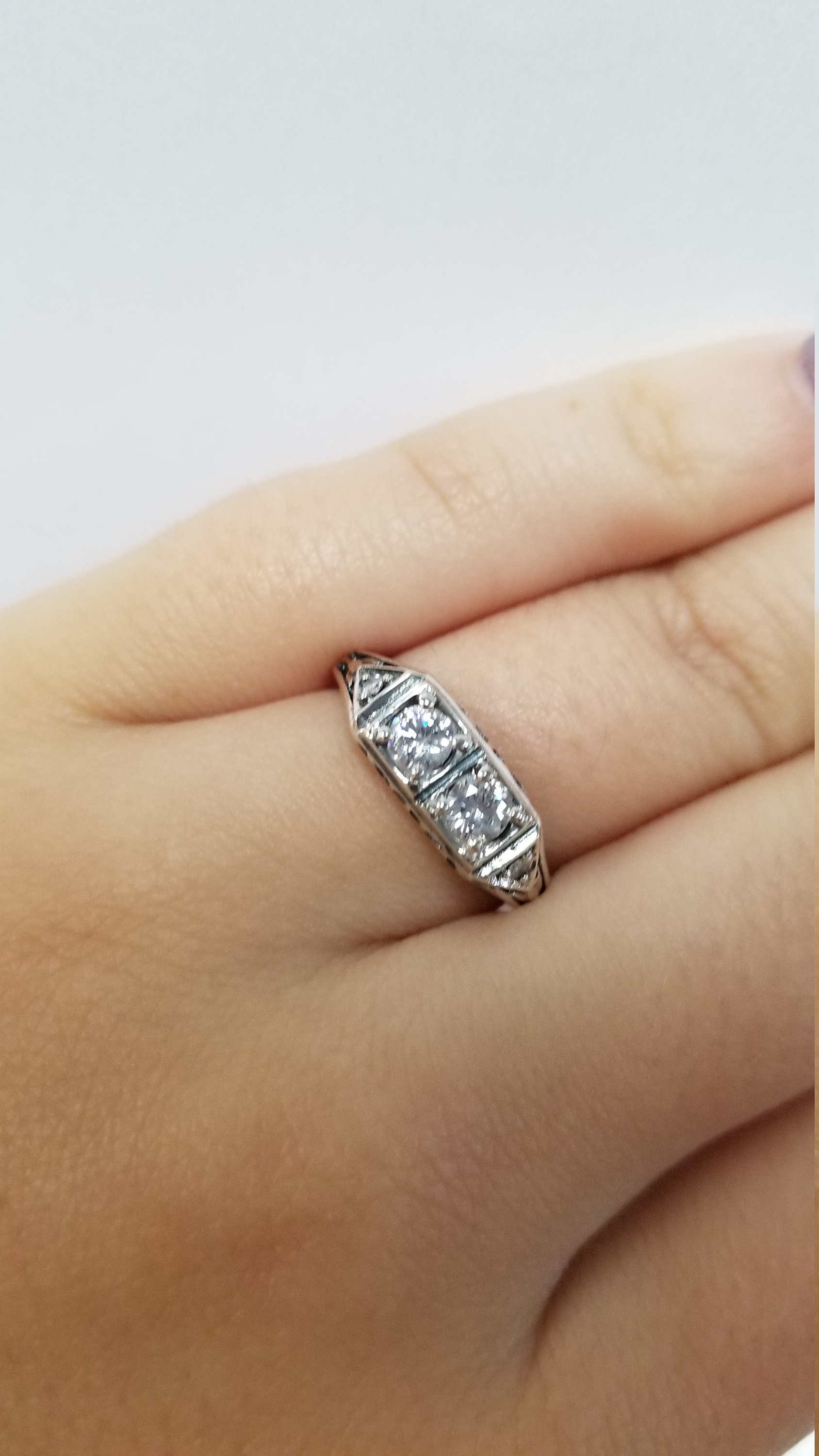 Ring Size 5 or 8 Estate Sterling Silver 925 .25ct Cz Diamond