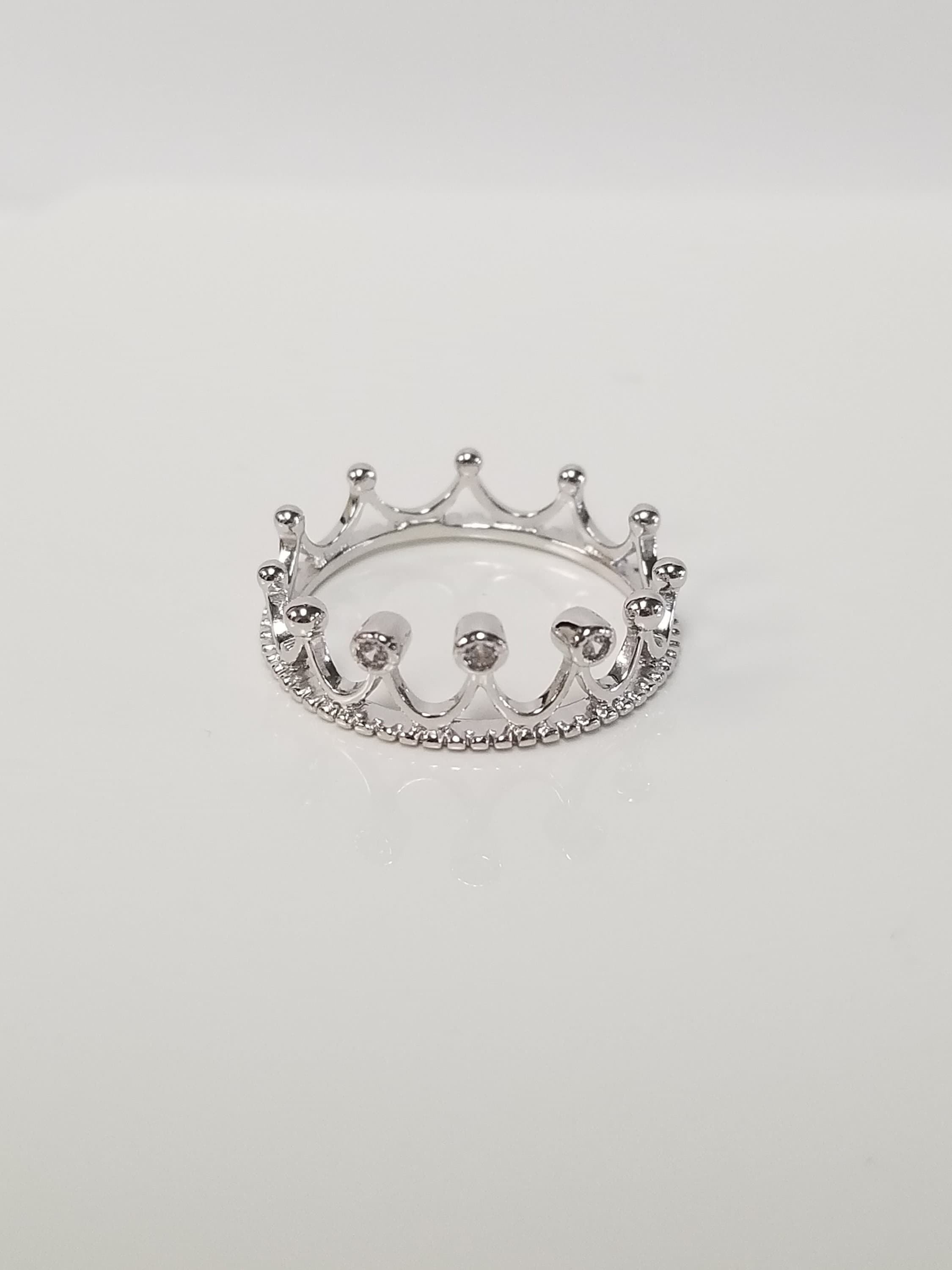 ⑤王冠RING中 Silver925 Pandora ALE Sterling Silver 925 Princess Tiara Crown CZ Ring