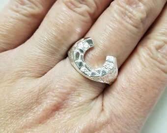 Size 9 or 10 Sterling Silver 925 Horseshoe Horse Lucky Nugget Ring