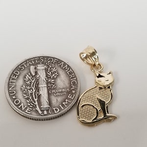 3/4&quot; Estate 14k Yellow Gold Cat Felix I Love My Cat Pendant Charm G126