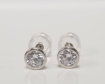 Sale 5.5mm Estate NEW 14k White Gold 1ct Cz Diamond Earrings Studs Stud Anniversary Birthday G112