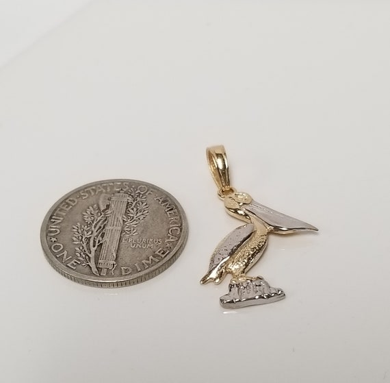 Sale 1" Estate 14k Yellow White Gold Pelican Stan… - image 5