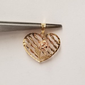 CHOICE Estate 14k 10k Yellow White Rose Gold Heart Diamond Love Rose I Love You Charm Pendant Charms GS2390-03