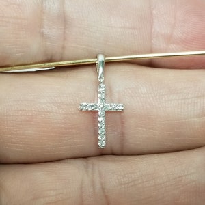 3/4 Estate 10k White Gold .075ct Diamond Cross Pendant Anniversary Birthday Baptism BC19-02 image 1