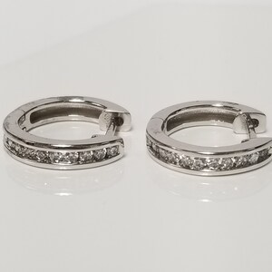 5/8" SI2 F G Estate 14k White Gold .25ct Diamond Half Hoops Hinged Moon Round Studs Earrings M44