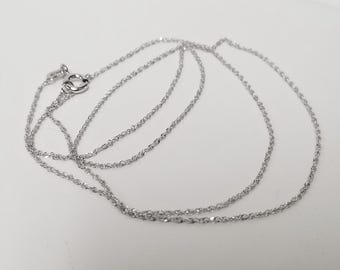 Sale 16" or 18" Estate 14k White Gold Singapore Necklace .80mm Chain Double Link Links Diamond Cut G79