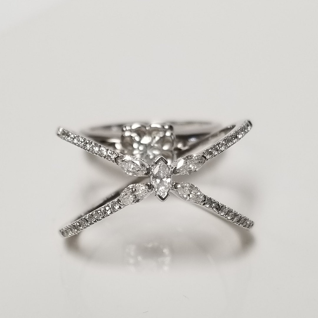 Verkauf Größe 7,25 Nachlass 10K Weißgold Diamant Ring Band