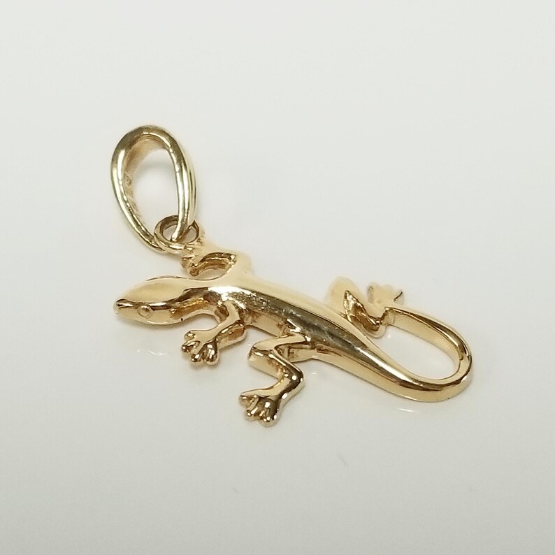May include: A gold-toned lizard charm pendant with a loop for attaching to a chain or bracelet.