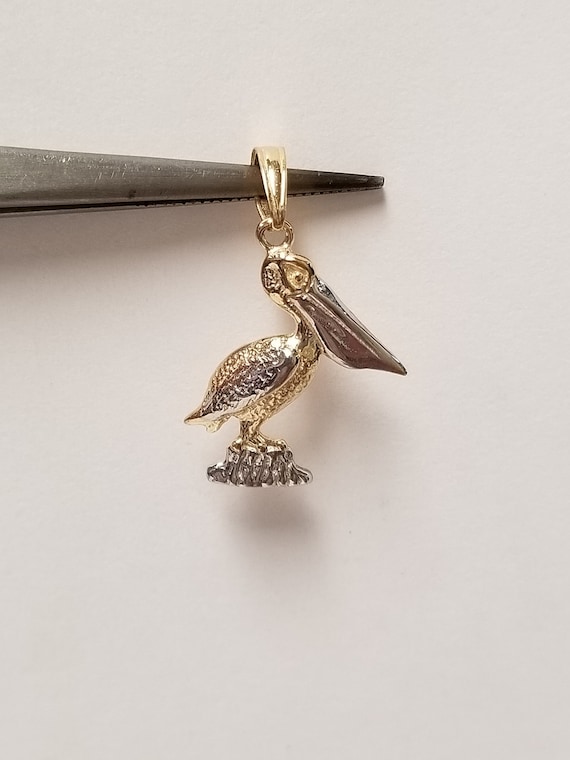 Sale 1" Estate 14k Yellow White Gold Pelican Stan… - image 1