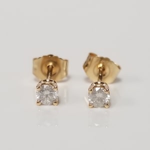 3mm Estate 14k Yellow Gold .20ct Diamond Studs Stud Wedding Natural Genuine .15ct .25ct 2.5mm 3mm M2