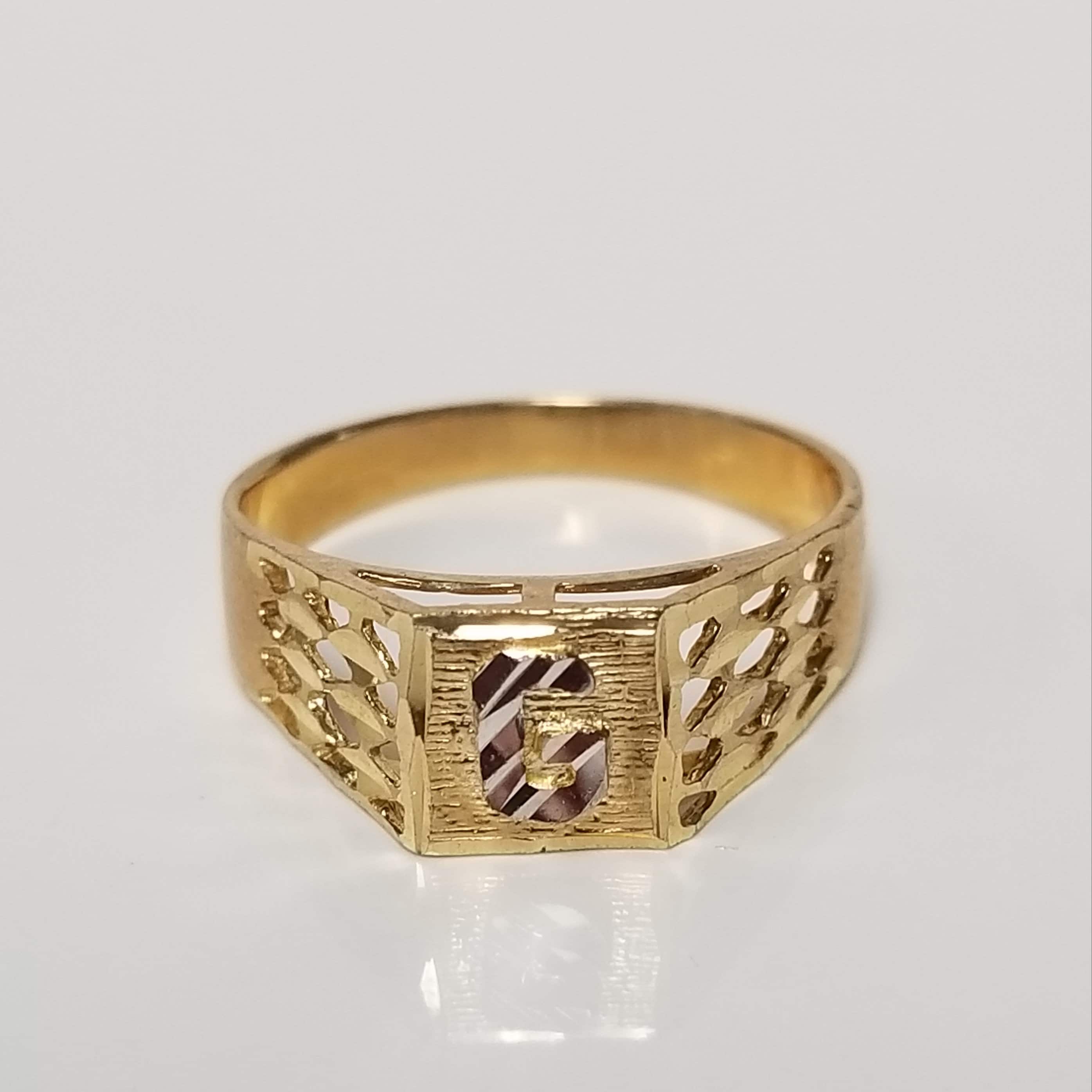 G Size 5.75 Estate 10k Yellow White Gold Capital G Initial
