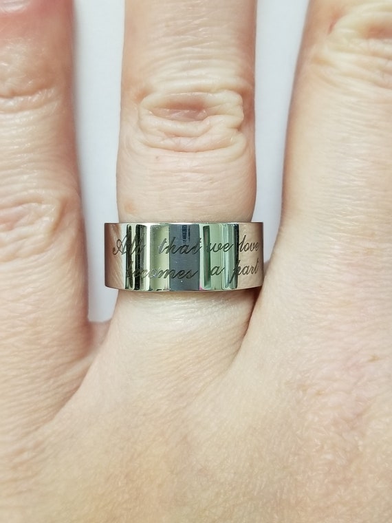 Love Band Ring Wide 9mm Engraved Sterling Silver Love Band Ring Wide 9mm Engraved Sterling Silver
