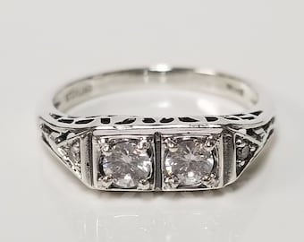 Ring Size 5 or 8 Estate Sterling Silver 925 .25ct Cz Diamond