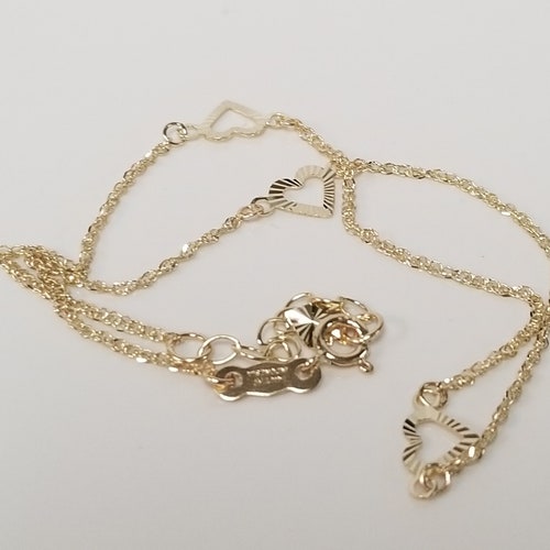 14k Yellow Gold Ankle Bracelet 10 Adjustable to 9 Etsy