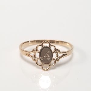 A Size 4.5 Estate 14k Yellow Gold Monogram Cursive Initial A Capital Midi Victorian Antique Style Ring G68
