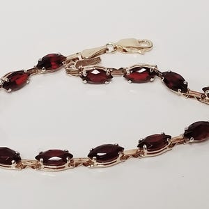 4.68 Grams Sale 7.25" Estate 10k Yellow Gold Natural 14ct Garnet Marquise 4mm Bracelet Bangle Stunning 5ct 10ct 15ct GS