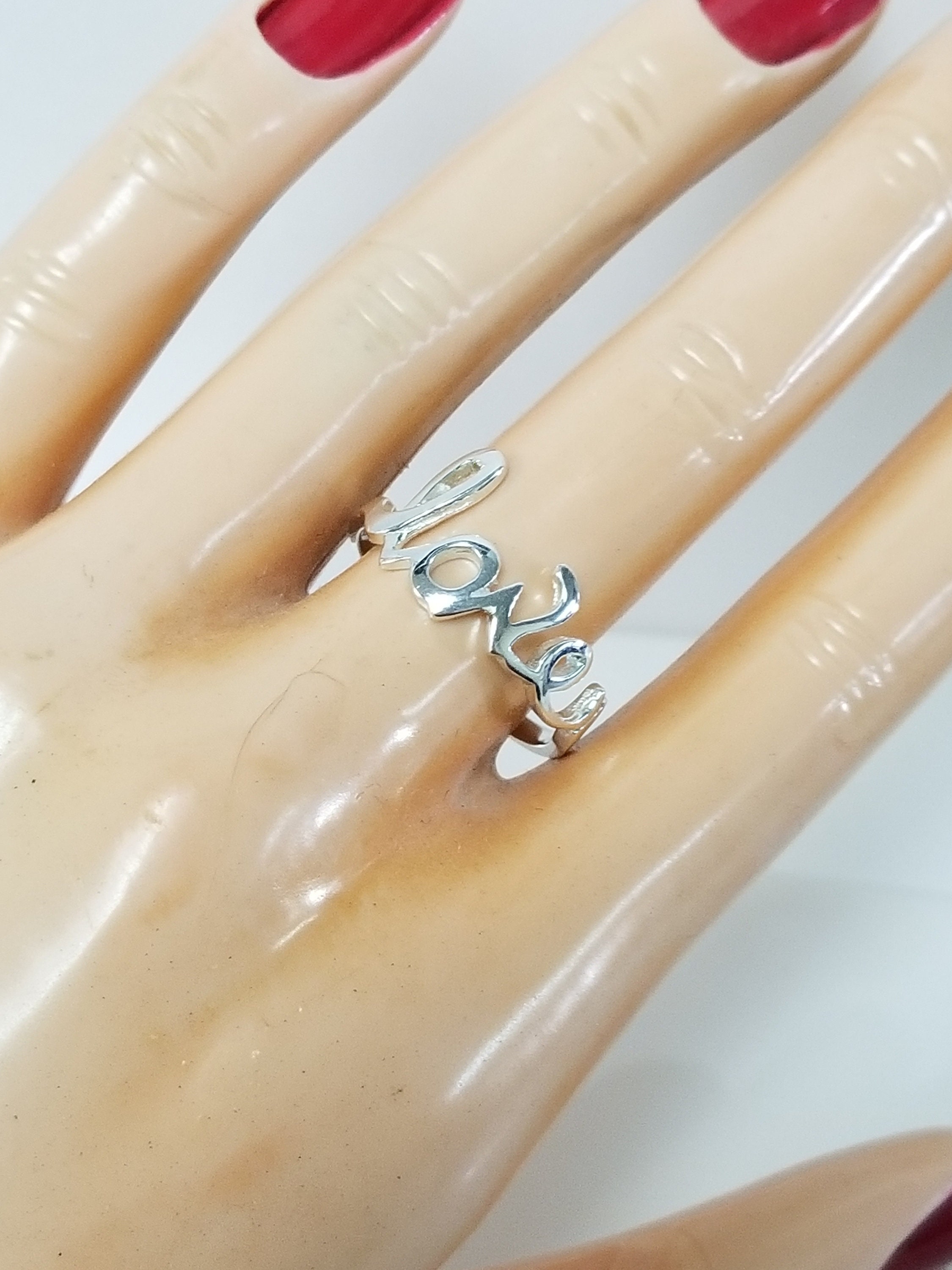 Estate Sterling Silver 925 LOVE Ring Band Stack Anniversary