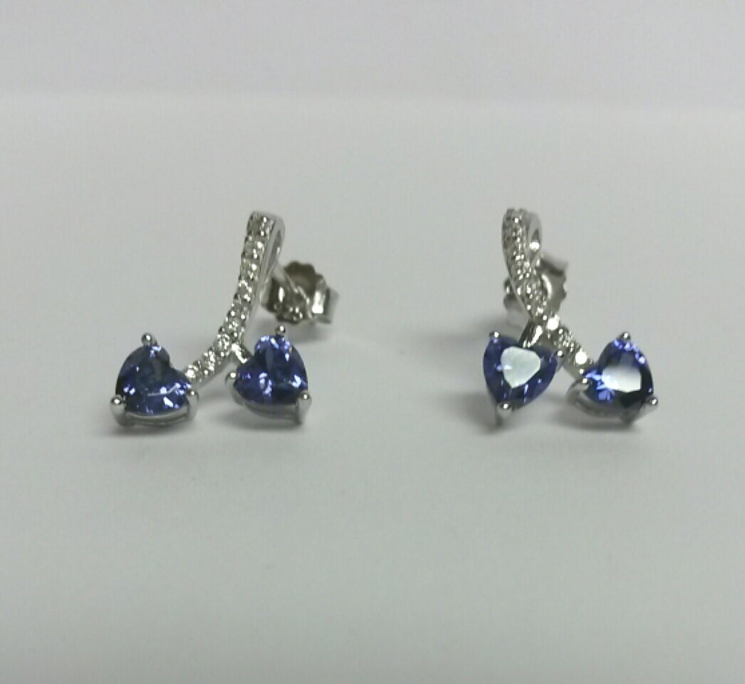 Estate Sterling Silver 925 Tanzanite Heart Cz Diamond Earrings - Etsy