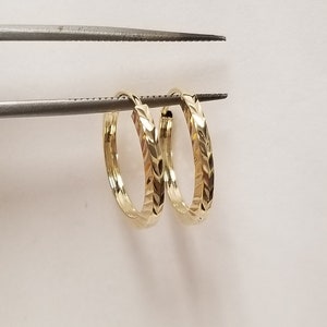 5/8" 15mm Estate New 14k Yellow or White Gold Small 1mm Diamond Cut Square Tube Endless Hoops Earrings Hoop CHOICE G504
