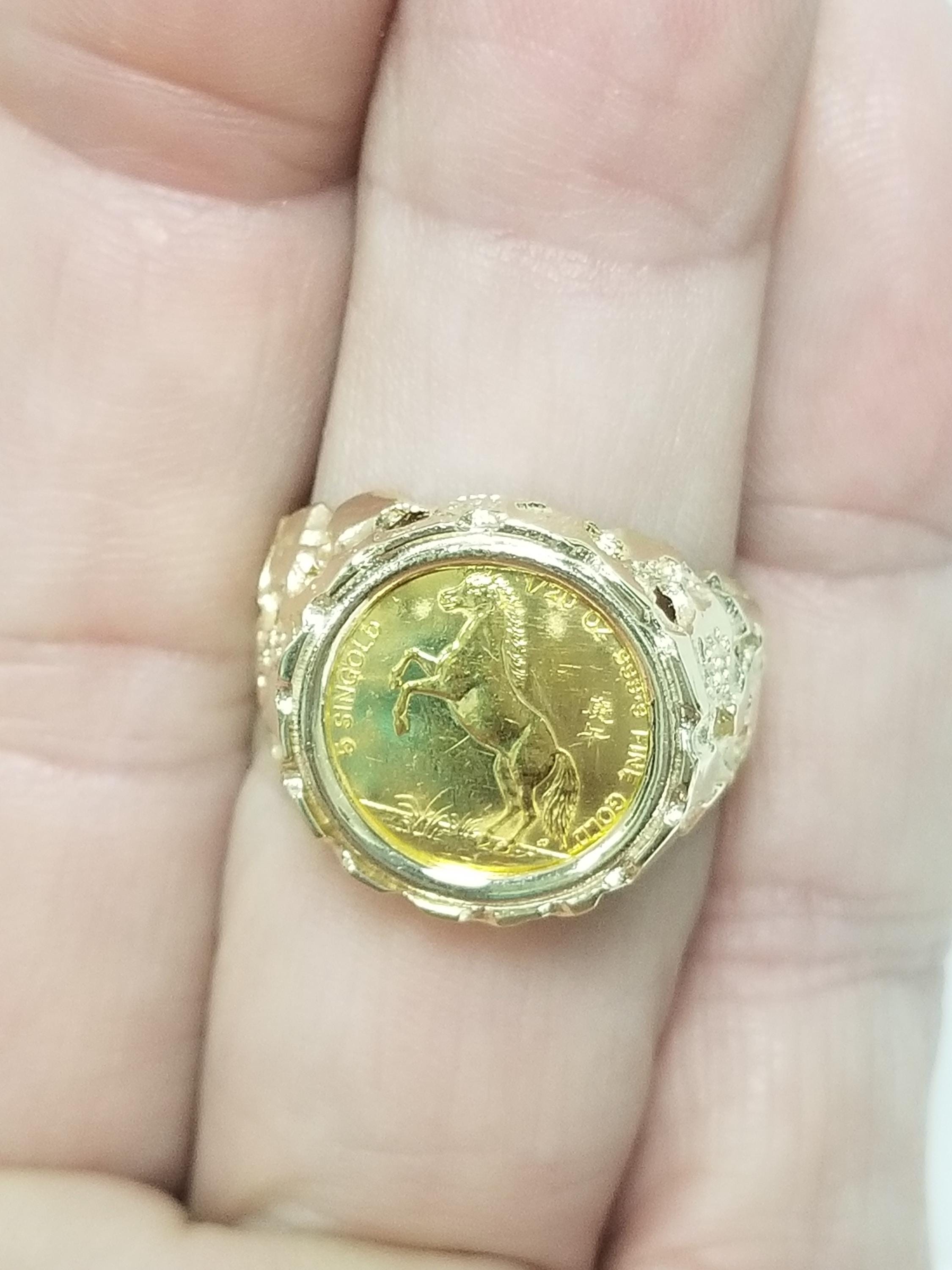 7.36 Grams Size 8.5 Estate 14k Yellow Gold 5 Singold Horse 1990