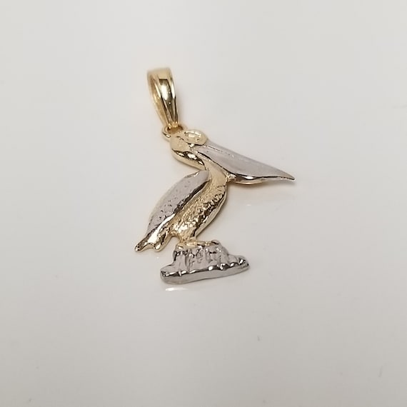 Sale 1" Estate 14k Yellow White Gold Pelican Stan… - image 7