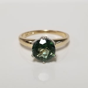 Sale Size 7.75 Estate 14K Yellow White Gold Natural Created Green 2ct Spinel Tourmaline Engagement Ring GS1962-03