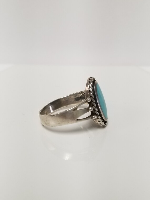 Size 9 Estate Sterling 925 Silver Created Turquoi… - image 5