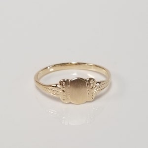 Size 3 Estate 14k Yellow Gold Monogram Ring Signet Initial Midi Flower Pinky Polished or Unpolished G207