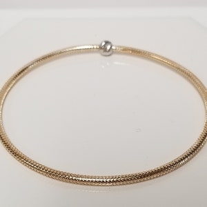 Sale 2.25" Estate 14k Yellow White Gold 2mm 5mm Ball Bracelet Bangle Cuff Diamond Cut Stretch Mesh GC7-03