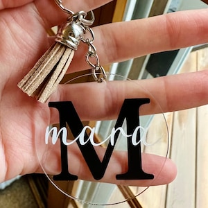 Personalized Acrylic Keychain & Tassel; Monogram; Initials; Name Plate Keychain