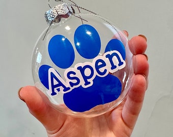 Custom Pet Ornaments, Pet Name Ornaments, Christmas Ornaments for Pet Lovers, Dog Ornaments, Cat Ornaments, Paw Print Ornaments