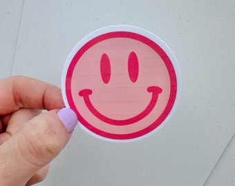 Pegatina troquelada de cara sonriente, pegatina de sonrisa, pegatina de cara sonriente colorida, pegatina de pelar y pegar, pegatina de corte de beso
