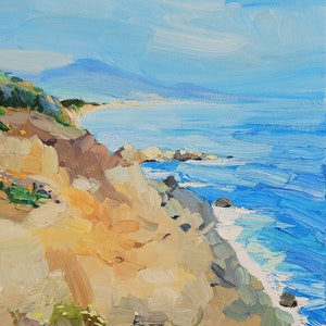 Pintura al óleo original de paisaje marino sobre lienzo, arte costero, arte de estilo impresionista