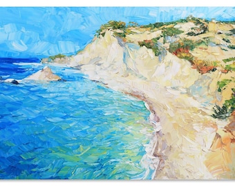 Large Seascape Oil Painting on Canvas: Impasto Coastal Art