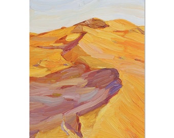 Desert Oil Painting: Morning Dune Landscape Textured Art