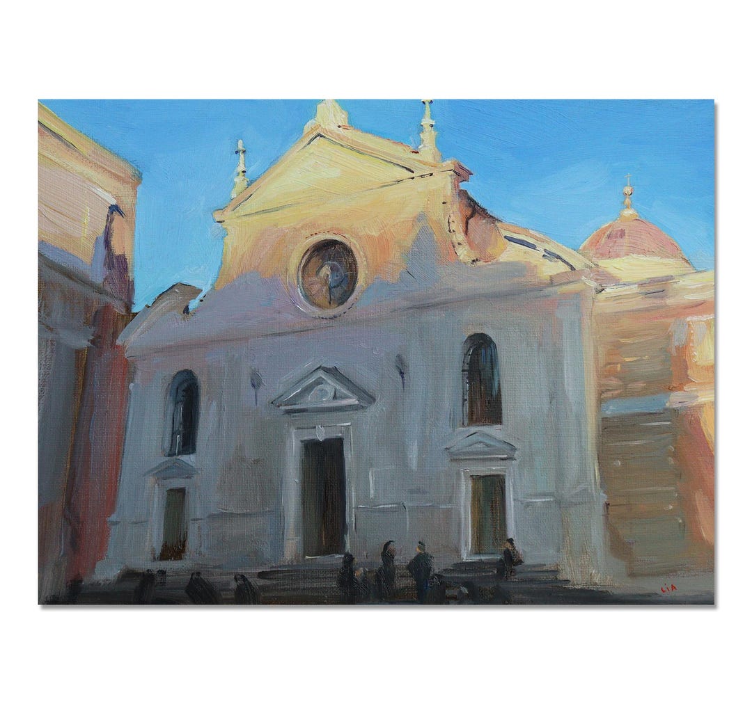 Original Oil Painting, Rome Church Painting, Basilica Di Santa Maria ...