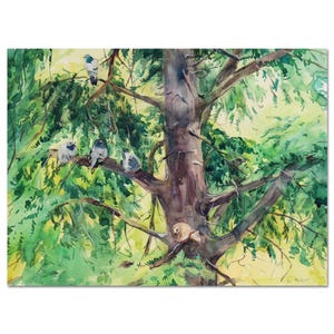 Dipinto ad acquerello originale, Arte forestale, Dipinto ad acquerello di pino, idea regalo, Aminovart