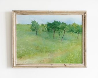 Original Watercolor Pine Tree Landscape Painting on Cotton Paper
