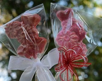 Valentine's Day Flowers Hearts and Baloon Chocolate Lollipops for Wedding Favors, Classroom Treats, Valentine's Day Chocolates
