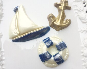 Wedding Anchor Nautical Themed Cupcake Toppers, Boat, Anchor, Lifesaver Cupcake Toppers