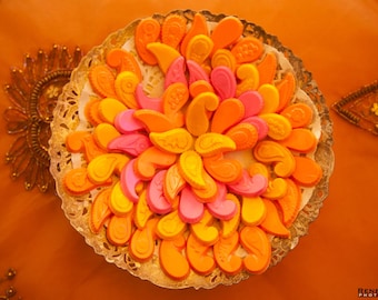 Paisley Chocolates: Diwali Cupcake Toppers, Mehndi Favors (24 Pieces)