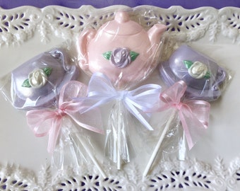 Tea Party Favors Teacup and Teapot Chocolate Lollipops for Bridal Shower, Tea Party, Mother's Day Gift, Kid's Birthday Party