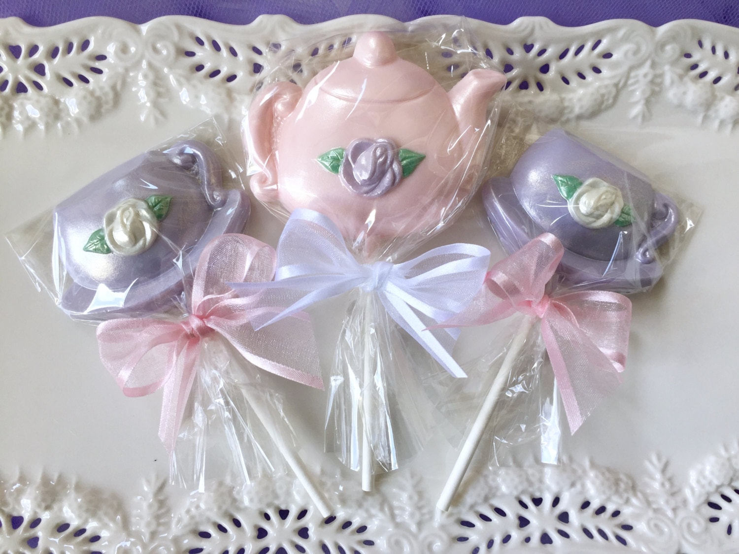 Tea Party Favors Teacup and Teapot Chocolate Lollipops for Etsy