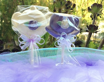 Custom Purple Party Favors Teacup and Teapot Chocolate Lollipops for Bridal Shower, Tea Party, Mother's Day Gift, Kid's Birthday Party