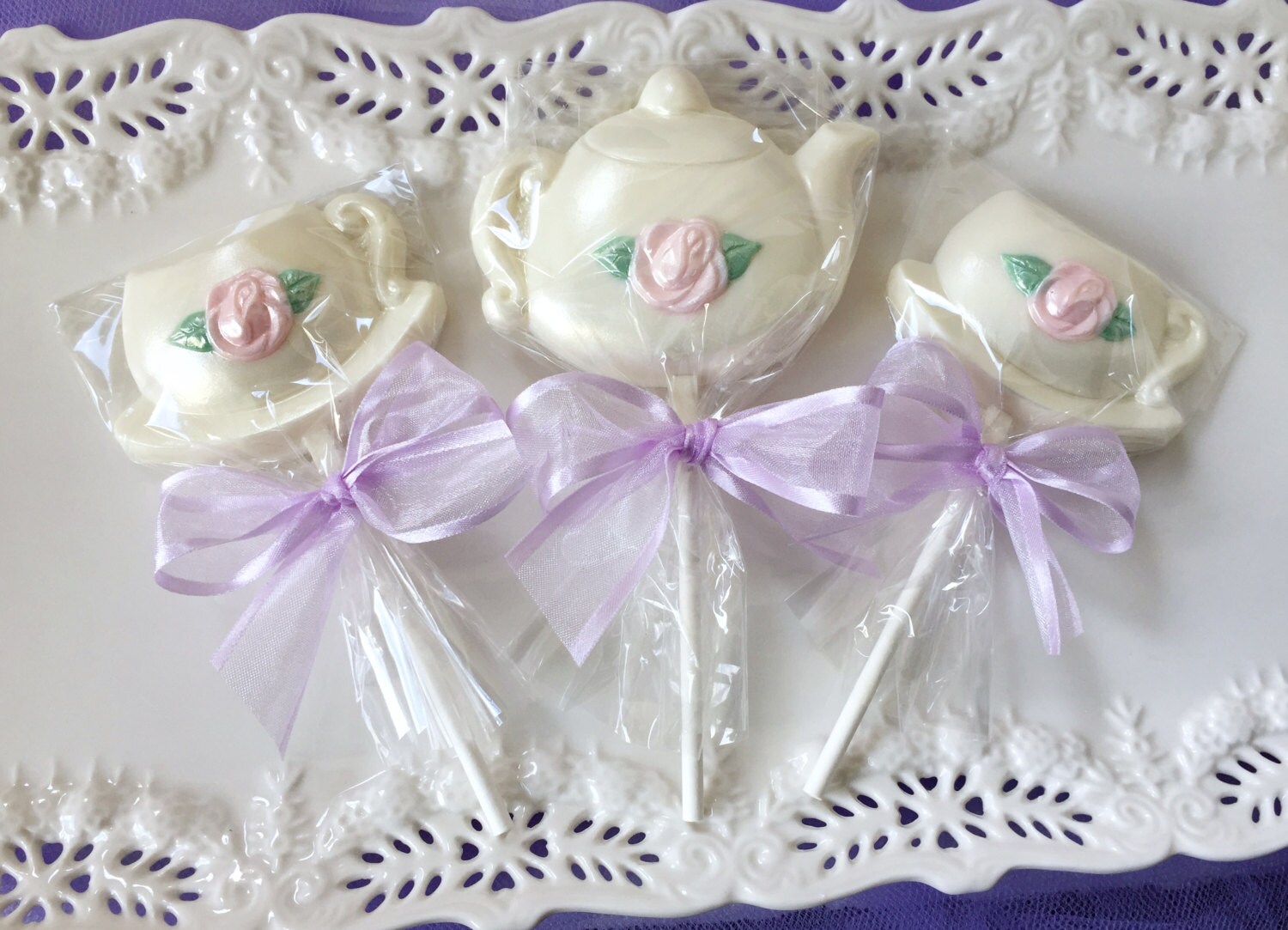 Tea Party Favors Teacup and Teapot Chocolate Lollipops for Etsy