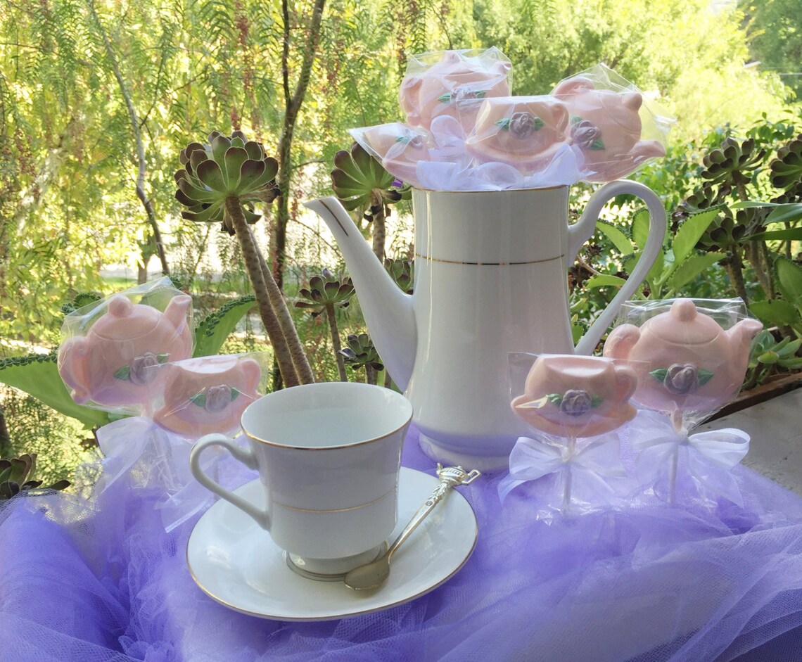 Tea Party Favors Teacup and Teapot Chocolate Lollipops for Etsy