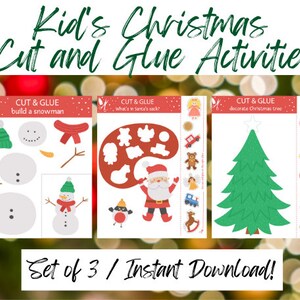 Christmas Kids Cut and Glue Activity - Set of 3 / Instant Download