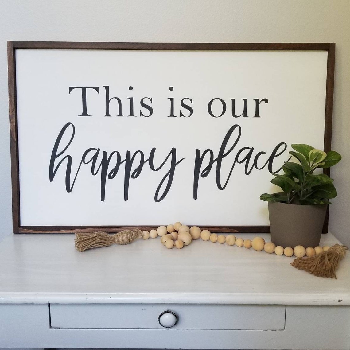 This is Our Happy Place Wood Sign Framed Sign Modern Etsy