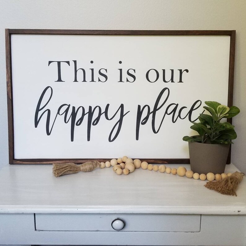 This is Our Happy Place Wood Sign Framed Sign Modern Etsy