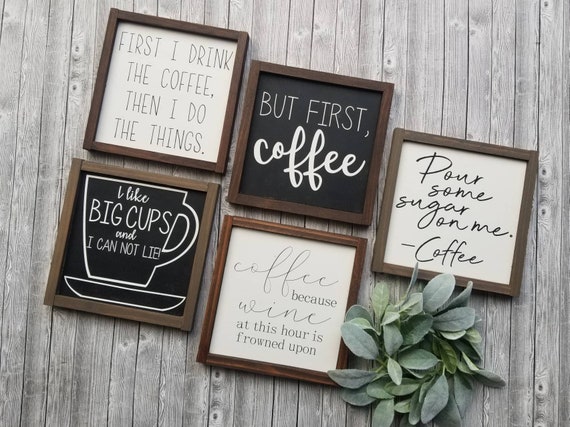 Coffee signs but first coffee wood sign coffee bar sign | Etsy
